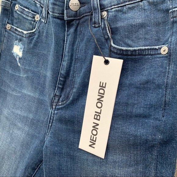 Free People NEON BLONDE Bombshell High Rise Skinny Jean High rise Dark Wash - Picture 6 of 15